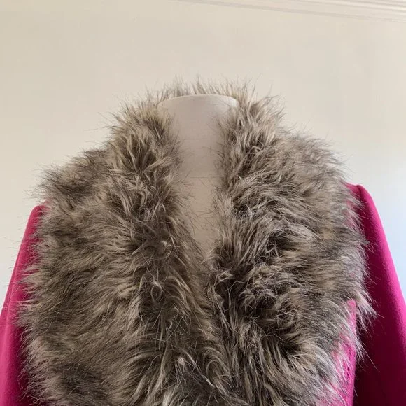 A BYER fancy magenta pea coat with fur and bow